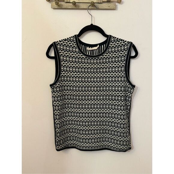 Tory Burch Black and White Knit Sweater Vest Top S - Picture 1 of 5